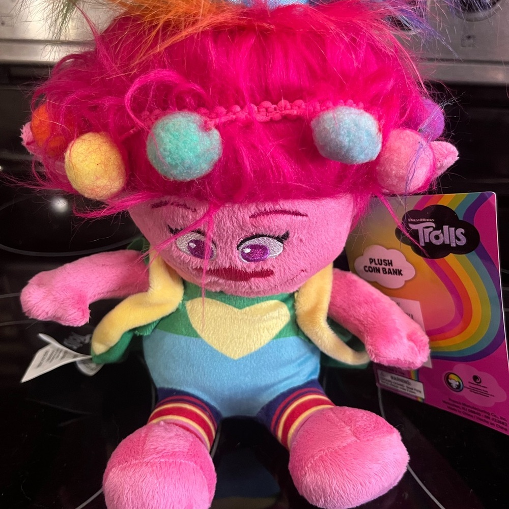 Trolls Pink Plush Stuffed Animal with Voluminous Hair
